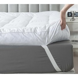 WhatsBedding Duck Feather Bed Mattress Topper, 100% Cotton Memory Foam Mattress Topper, 2500GSM Overfilled Pillow Top, Hotel Collection