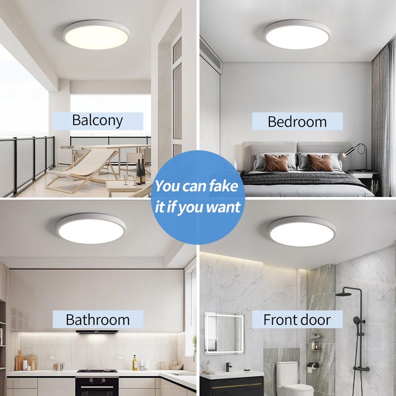 Mikeru 2pack White Ceiling Light, 30cm Contemporary Ceiling Lights 4000k