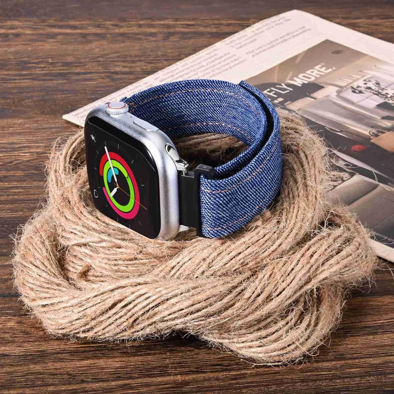 ANNEFIT Denim Watch Band, Casual Watch Replacement Band, Fabric Velcro