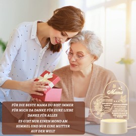 SPINNE LUCAS Muttertagsgeschenk für Mama von Tochter Sohn,Geschenke für Mama,Geburtstagsgeschenk,Led Lampe Acryl Nachtlicht,3 Farben,Jahrestag Muttertag Personalisiert Mama Frauen Geschenk
