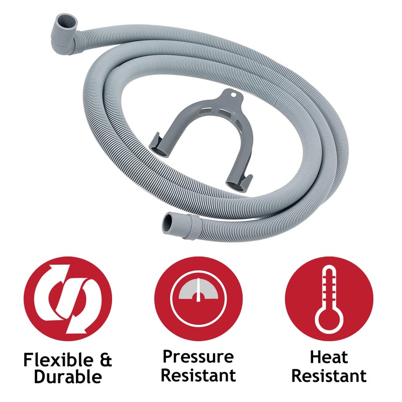SPARES2GO Universal Drain Hose with Right Angle End for Dishwashers