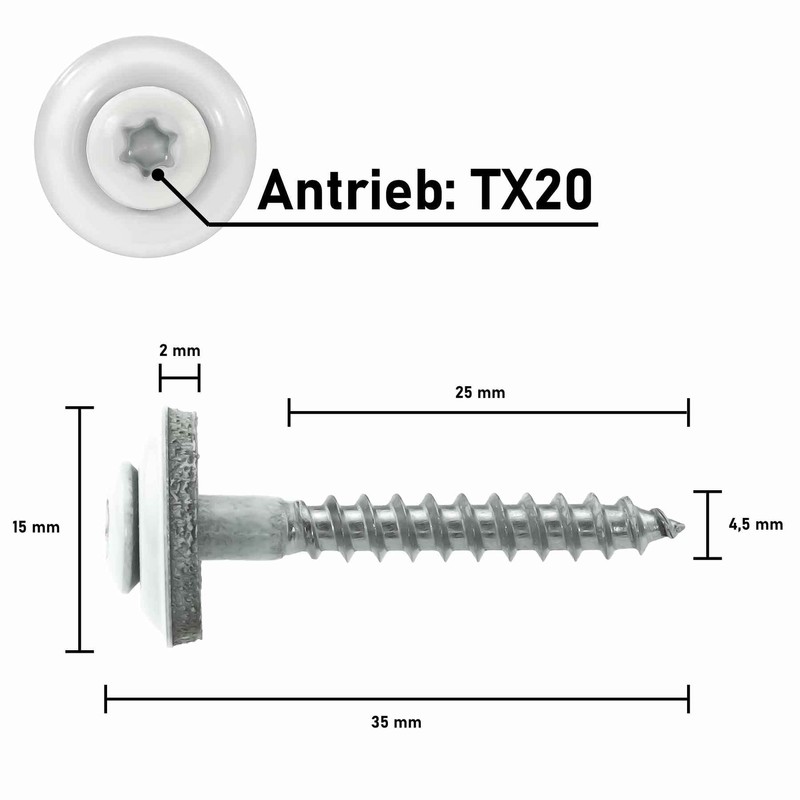 Plumbing Screws Stainless Steel A2 with EPDM Sealing Washer 15