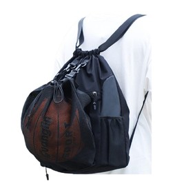 pkpohs Basketball Bag Backpack Ball Bag Soccer Basket Pocket Lightweight Mesh (Black)