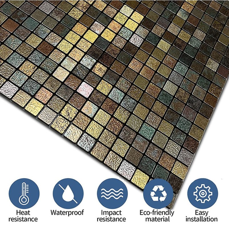 XUANINY Peel and Stick Backsplash Tiles for Kitchen,Bathroom,Fireplace,Self Adhesive Metal