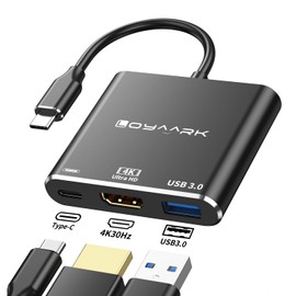 USB C to 4KHD Adapter, Type-C Multi-Port AV Converter with 4K30HZ HD Output (1 4K HD Port, 1 Type-C PD 100W Smart Charging Port and 1 USB 3.0 Data Transfer Port) for MacBook Pro/air