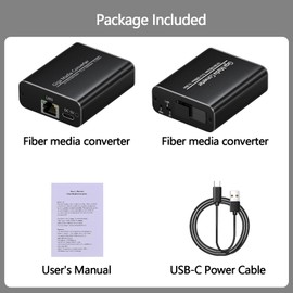 Gigabit Fiber Media Converter - A Pair of Bidi Single-Mode Fiber-Optic Transceiver SC to RJ45 Port, 20Km Transmission, 1000Mbps Fiber to Ethernet Converter for Network SOC Video Security VSaaS PSIM