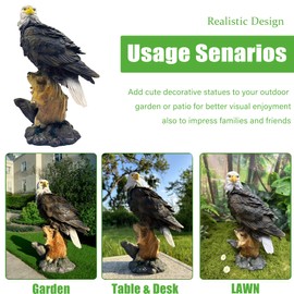 Euiroet 13.2" Real Eagle Outdoor Sculpture,Funny Bird Statue,Garden Beach Statue Decorations,Resin Animal Seabird Ornaments,Coastal Beach Decor,Patio Decor for Table Statues for Garden,Lawn,Yard