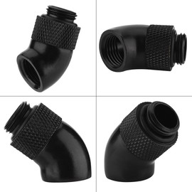 Richer-R G1 / 4 Inch Thread Adapter, Brass 45 Degree Rotating Adapter Bending Angle Rotary Fitting Adapter for CPU Water Cooling Heatsink Black