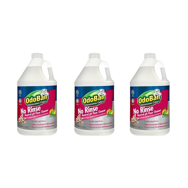 OdoBan Pet Solutions No Rinse Neutral pH Floor Cleaner Concentrate, 3-Pack, 1 Gallon Each