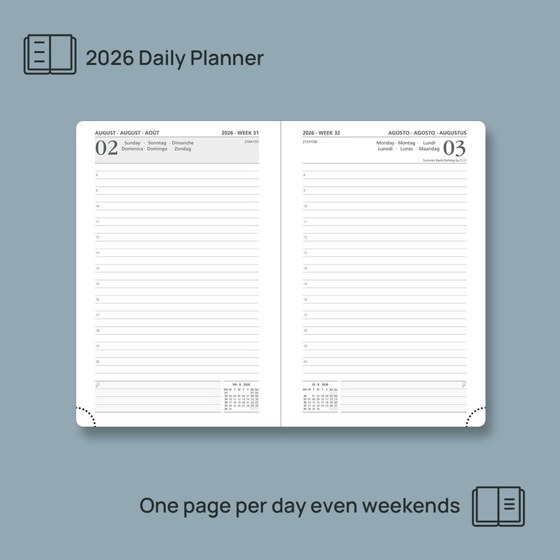 POPRUN Calendar 2026 Daily Planner 21.5 x 14.5 cm, Daily
