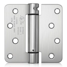 Haidms 2 Pack Self Closing Door Hinges 4" Brushed Nickel Spring Hinge with 1/4'' Radius Corner Adjustable Tension for Heavy Duty Exterior Interior Front Door