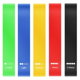 Fitness Bands, Set of 5, Resistance Bands with 5 Resistance Levels, Natural Latex Resistance Bands, Exercise Bands for Muscle Building, Pilates, Yoga and Fitness