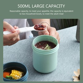 Taza De Cereales Para Microondas Con Tapa Y Cuchara, Recipiente Portátil Para Desayuno, Sopa, Avena, Leche Y Bebidas Calientes O Frías, 13.8X9X9Cm