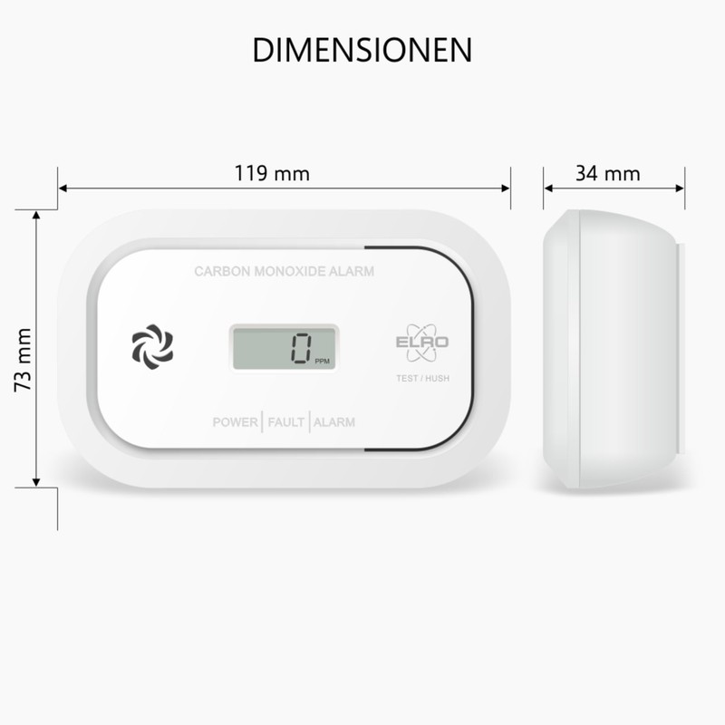 ELRO FC5003 Carbon Monoxide Detector - 10 Year Sensor -