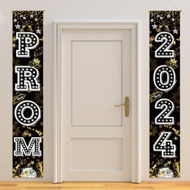 HOWAF Prom 2024 Porch Sign for Graduation Prom Night Party Decoration, Prom 2024 Welcome Sign for Class of 2024 Prom Night Photo Supplies，Prom Porch Banner for Congrats Grad Front Door Decor
