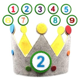 Birthday Crown, Birthday Crown Girl, Birthday Crown Boy, Birthday Crown Children, Party Hat Children with Numbers, Happy Birthday Garland Felt Fabric Crown, 1-9 Birthday Decoration