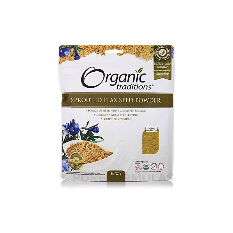 Sprouted Flax Golden Organic Traditions 8 oz Bag