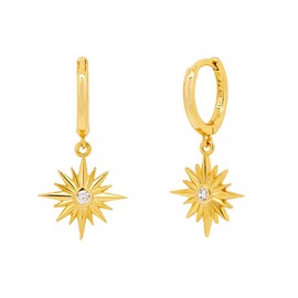 Star Dangle Drop CZ 14K Gold Plated Small Hoop Earrings for Women Cartilage 925 Sterling Silver Post Minimalist Huggie Hoops Hypoallergenic Sunflower Dangling Piercing Hooped Fashion Jewelry Gifts Bff Birthday Her