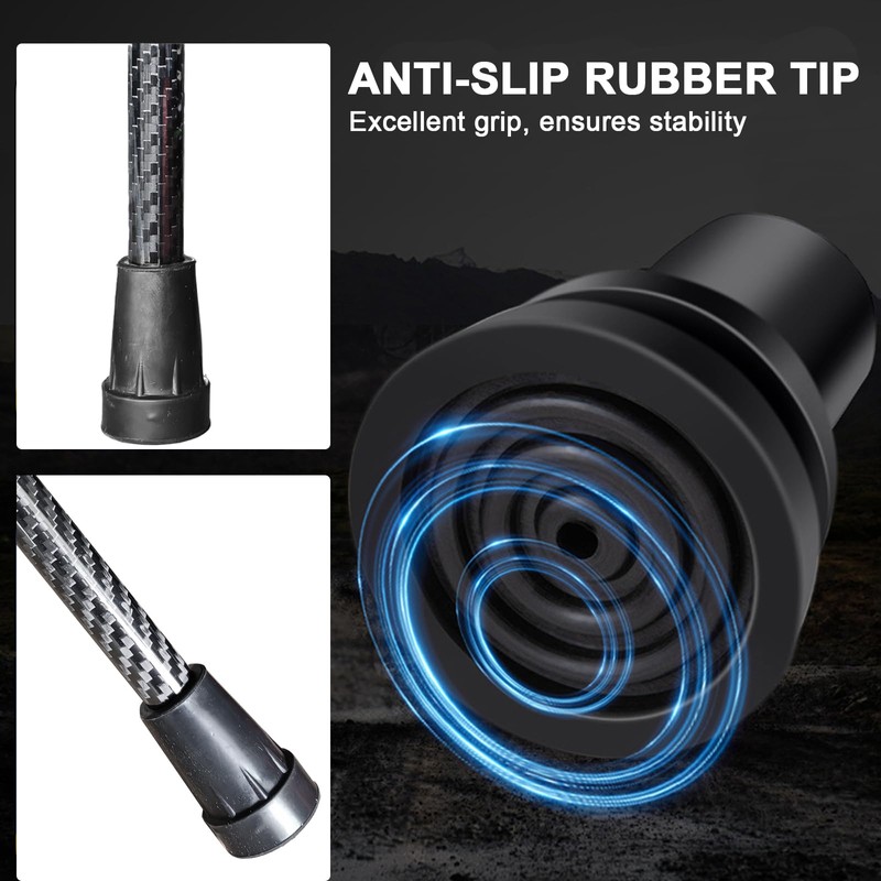 One-Piece Carbon Fiber Walking Cane - Round Ergonomic Handle, Stylish