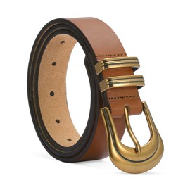 TYWestyles Western Belts for Woman-100% Genuine Leather Belt with Gold Silver Buckle for Jeans Dresses (Wheatgrass-Gold Buckle, Fit Waist 32（Pants 6)