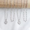 Layered Initial Necklaces for Women Paperclip Chain Necklace Silver Heart