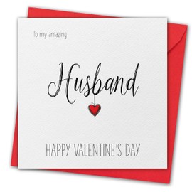 Valentines Card for Husband. Textured card. Eco-friendly. 148mm Square. Valentine's Card with Red Envelope. Made in UK