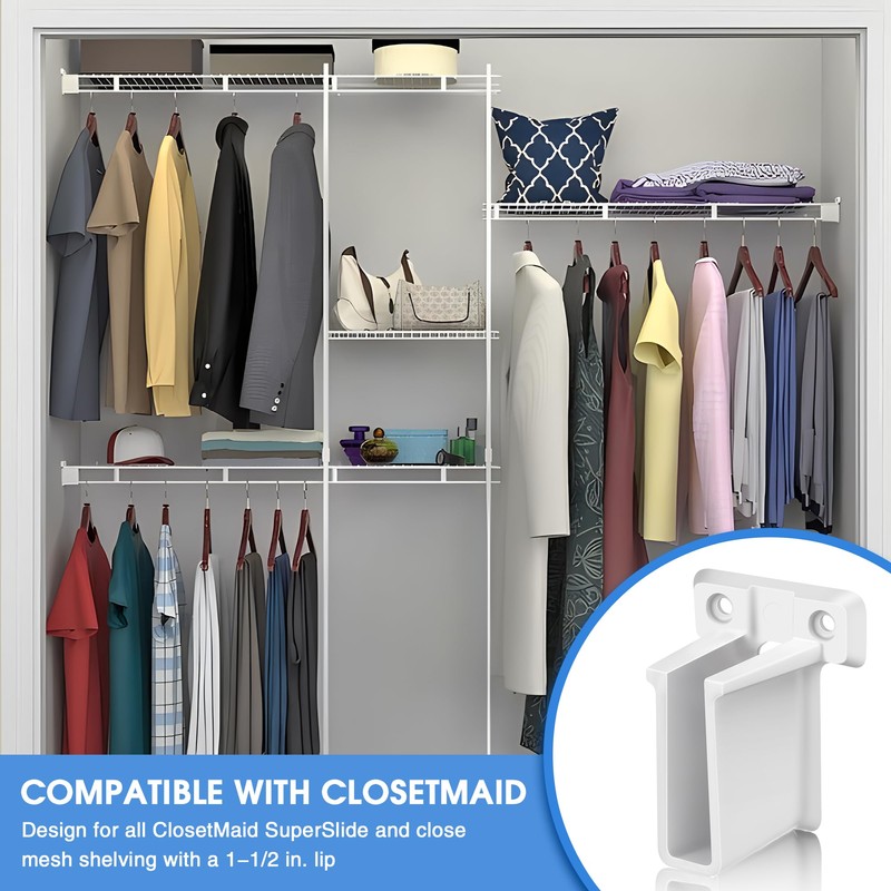 Dreyoo 24 Pack Wire Shelf End Bracket, White Plastic Closet