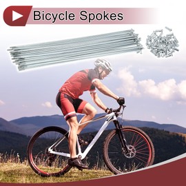 A ABSOPRO 36 Set 13G Bicycle Spokes 213mm Bike Wheel Spokes Galvanized Carbon Steel Silver Tone