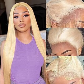 SHENG 613 Blonde Lace Front Wigs Human Hair 13×6 HD Lace Front Wig Human Hair for Women 150% Density Straight Lace Front Wigs Human Hair Pre Plucked With Baby Hair (22 Inch, 613 150% Density Lace Front Wig)