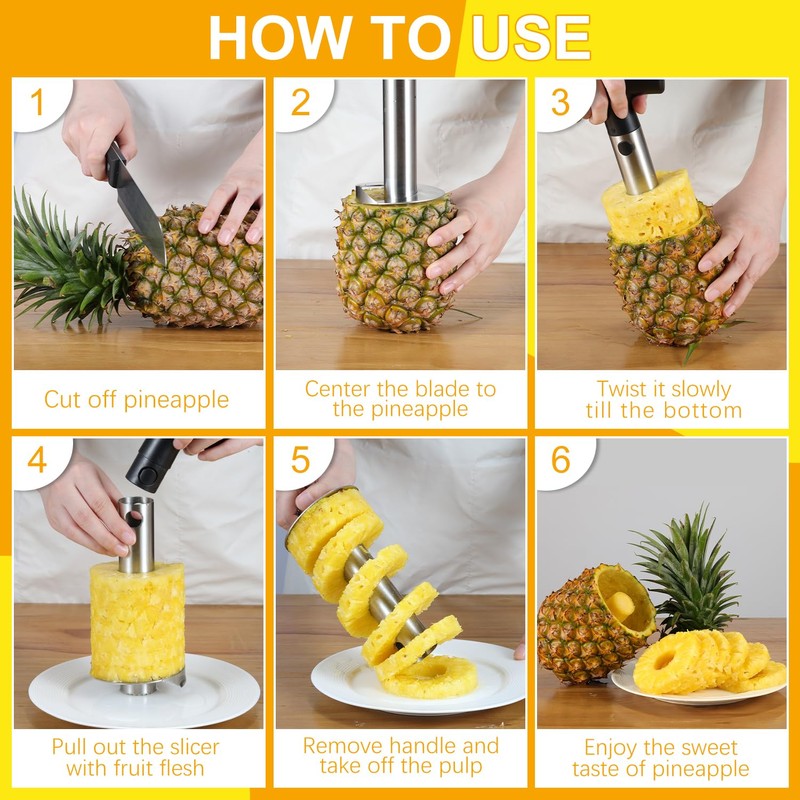 Pineapple Corer and Slicer, Sopito Pineapple Corer Stainless Steel Pineapple