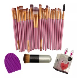 Compra y Más Set 22 Brochas Maquillaje Profesional Juego Brocha Cejas Lim Color Rosa