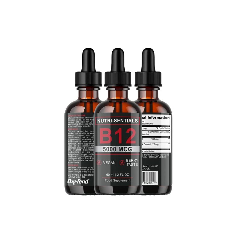 Vitamin B-12 Liquid Drops - 5000 mcg Methylcobalamin High Strength