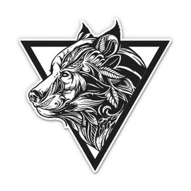 Ornate Wolf Tribal - 5" Vinyl Sticker - for Car Laptop I-Pad - Waterproof Decal
