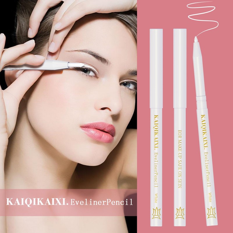 KAIQIKAIXI 6Pcs White Eyeliner Pencils Professional Use as Highlighter,Lip Line