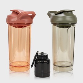 CREAWELLAY Protein Shaker Bottle, Leakproof Protein Cup for Gym, Fitness & Supplements(2pack,Green&Orange)