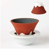 COFIL FUJI Ceramic Coffee Filter Dripper with Dedicated Base and Saucer, red, made in japan