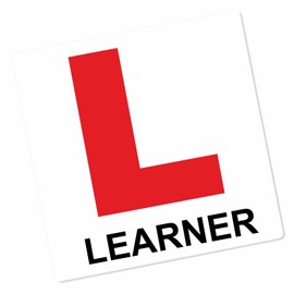 1 x Sticker Learner Driver Red L Plate Logo With Text Sign Please be Patient Label New Driving Test Bumper Car Motorbike Scooter Vehicle Notice LD1