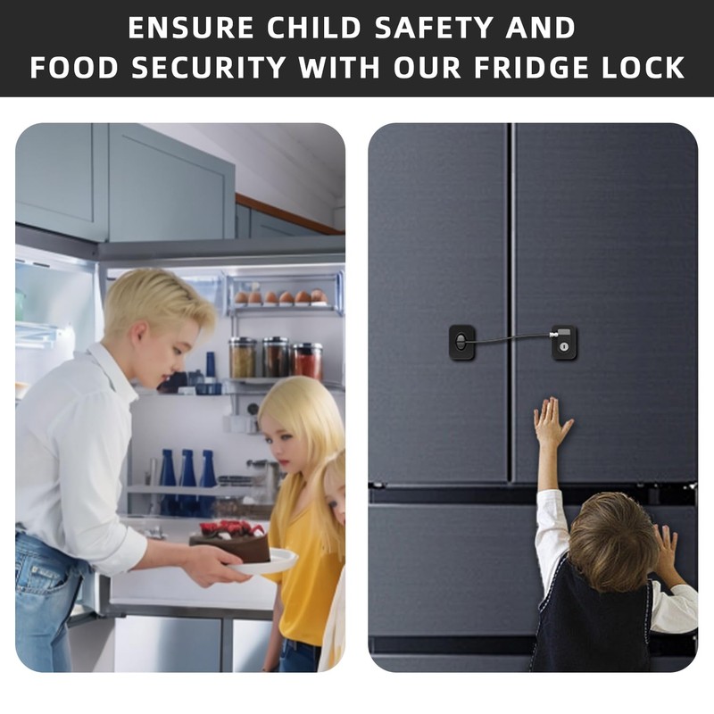 RORMGO Refrigerator Lock 2 Packs, Fridge Lock with Silicone Wire