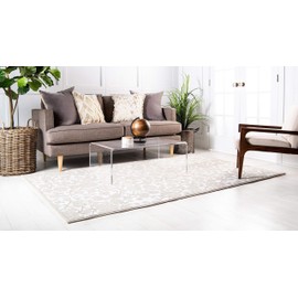 Unique Loom Rushmore Collection Traditional White Tone-on-Tone Snow White Area Rug (8' 0 x 11' 6)
