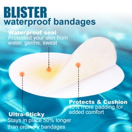 30pcs Hydrocolloid Blister Bandages - Waterproof Blister Bandages for Feet, Heels & Toes - Heel Blister Prevention & Recovery, Blister Pads