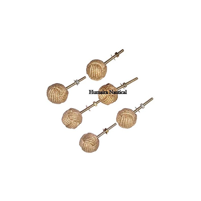 Samara Nautical Lot Of 6 Cabinet Knot Rope Knob/Jute Door