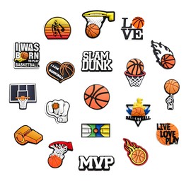 Qaziuy Pack of 25 Shoe Charms Basketball Cartoon Shoe Badge Basketball Shoes Charm Croc Shoe Charms for Shoes, Party Gifts for Children Boys Sports Fans, Polyvinyl Chloride