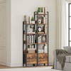MAHANCRIS Bookshelf, 5-Tier Bookcase with Drawer, Small Book Shelf for