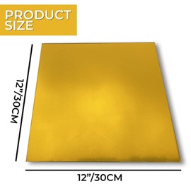 YARRD 2PCS 12x12 Acrylic Mirror Sheet Mirror Cast Acrylic Plexiglass Sheets with Film Masking for Design DIY Craft Adhesive Sheets Gold