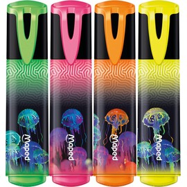 Maped - Highlighter Deepsea Paradise - 4 Classic Marker Colours Yellow, Green, Pink, Orange