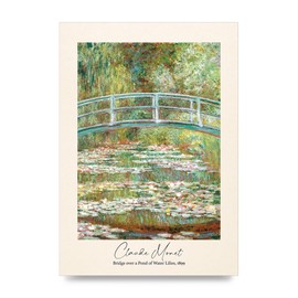 Lithobee - Claude Monet Bridge Over A Pond Of Water Lilies 1899 - Printed Wall Art Design in Sizes A2, A3 & A4 Framed in a Stylish Frame or Unframed (A2 Unframed)
