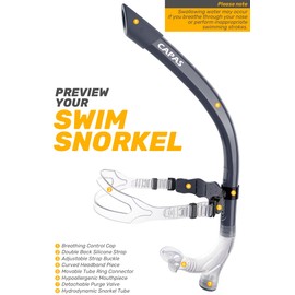 CAPAS Training Swim Snorkel for Lap Swimming, Swivel Headband Ultimate Fit Center-Mount Swimmers Snorkel with Liquid Silicone Mouthpiece Adjustable Strap, Designed for Adult Men Women