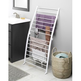 Whitmor Spacemaker Folding Drying Rack, Freestanding Indoor Clothes Dryer, Space Saving Compact Design, 6"L x 26"W x 51.5"H, White