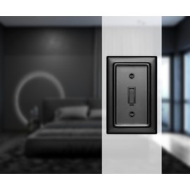 Monarch Abode 1-Gang Toggle Wall Plate, Architectural Metal Single Switch Wall Plate, Decorative Light Switch Cover Plate for Electrical Outlet, Matte Black, Pack of 2
