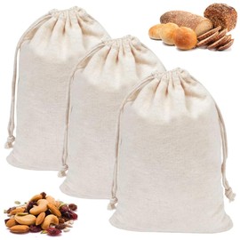 2 Pcs Bread Bags with Drawstring, 30 x 41.5cm Natural Linen Bread Bags to Keep Bread Fresh, Reusable Unbleached Large Bread Storage Bag, for Food Storage, Homemade Artisan Bread, Fruits, Nuts